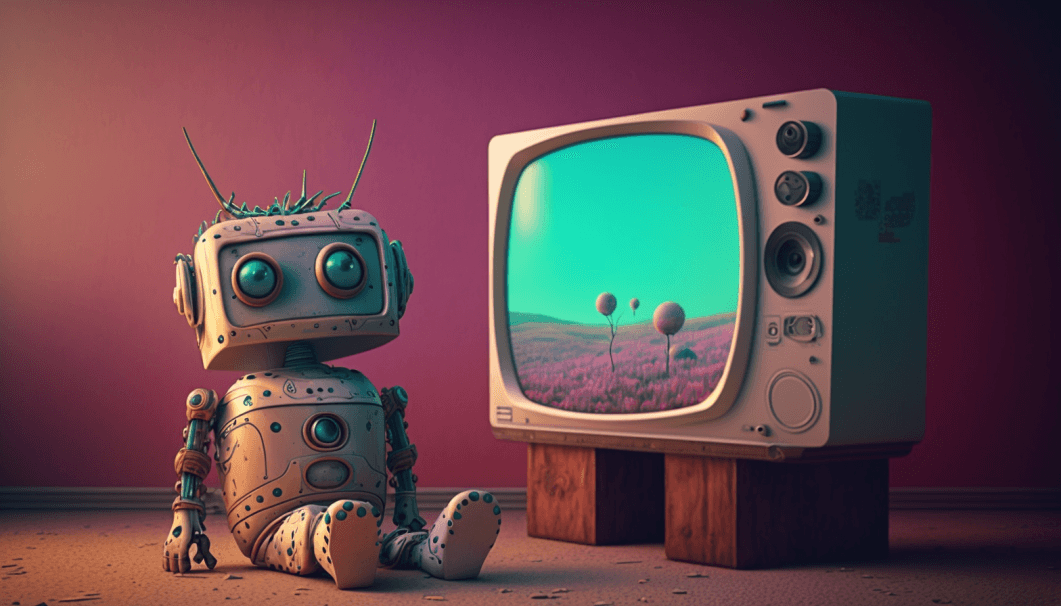 robot watching TV