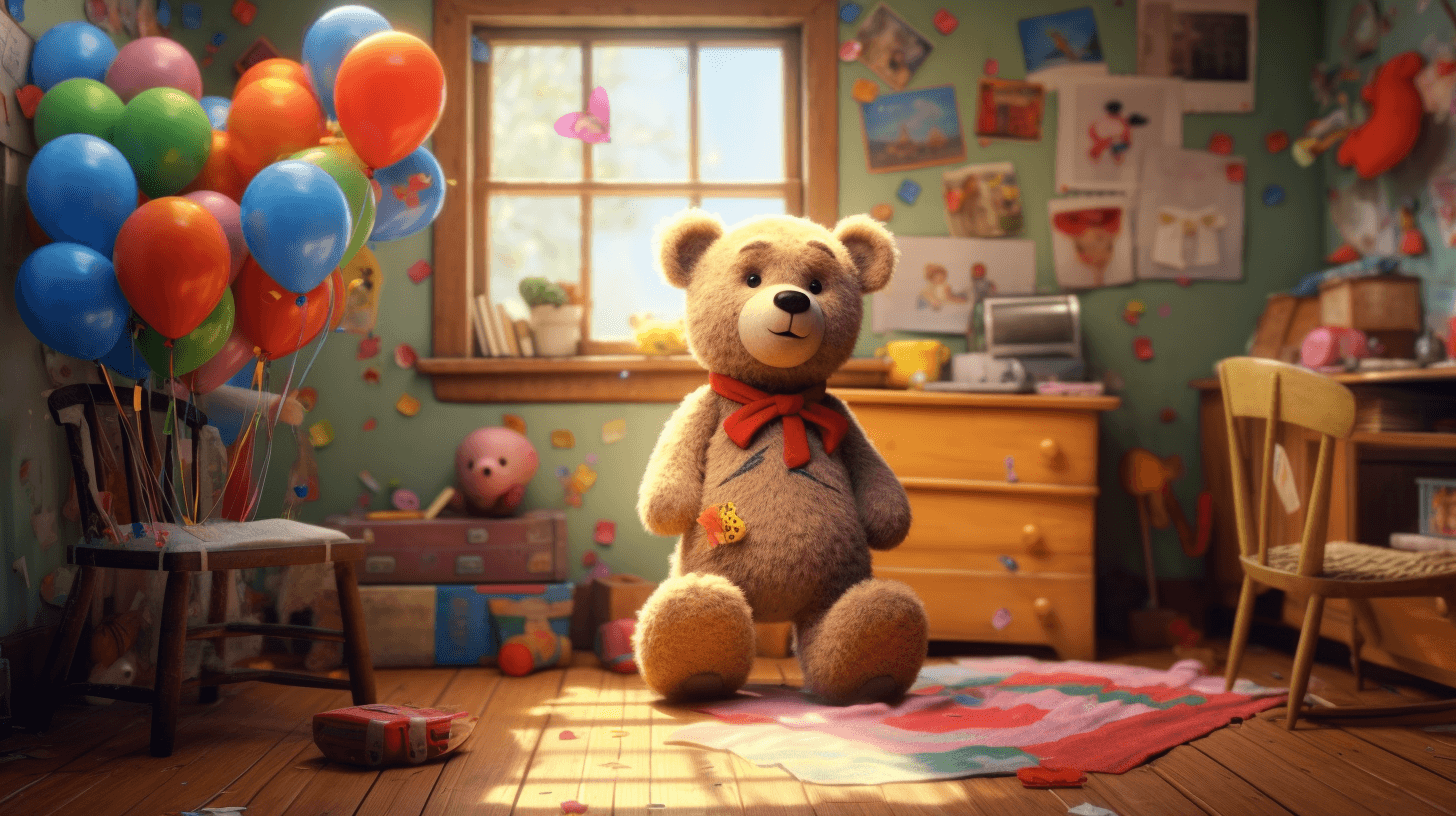 teddy bear in a child room