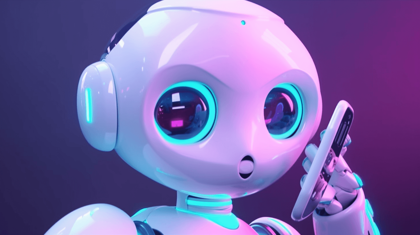a cute robot taking a selfie