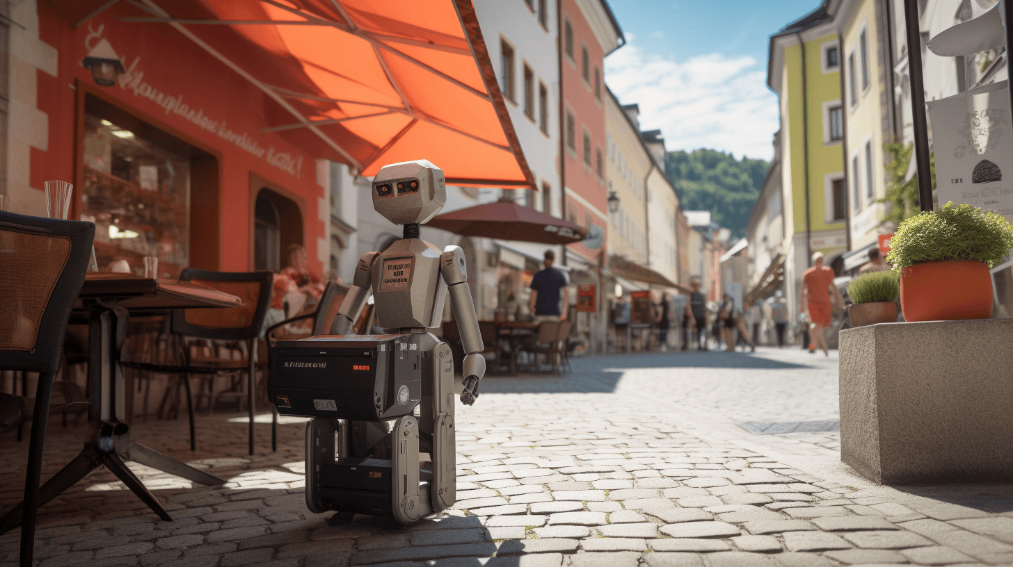 a picture of a marketing robot in the altstadt salzburg