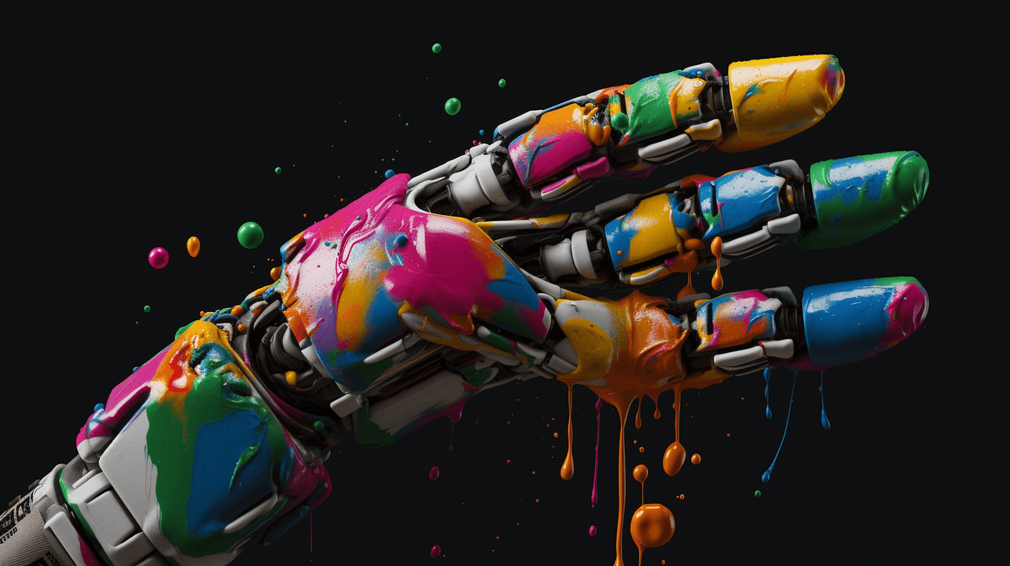 paint drips from robot’s fingers