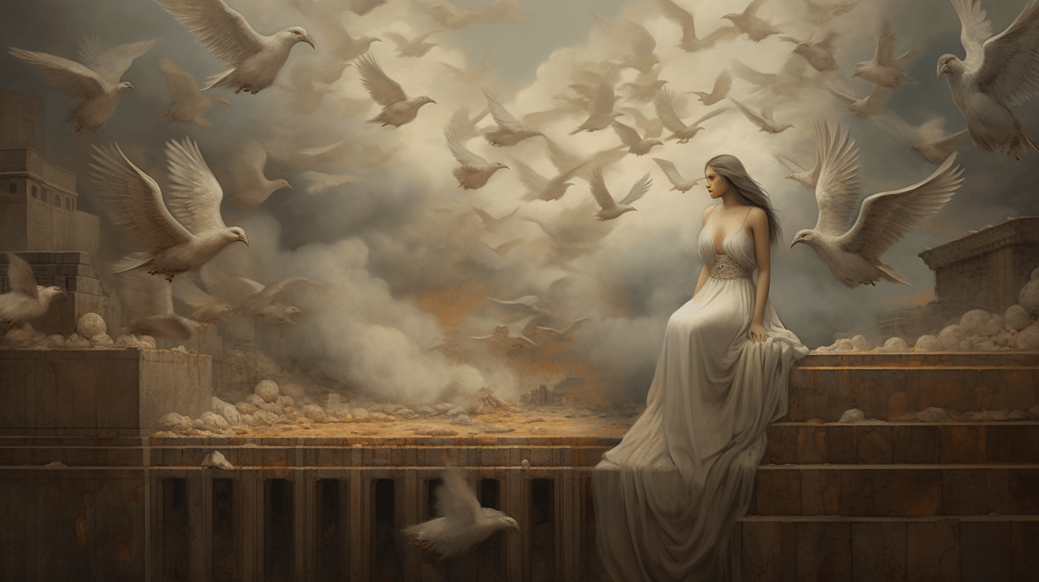 woman and doves