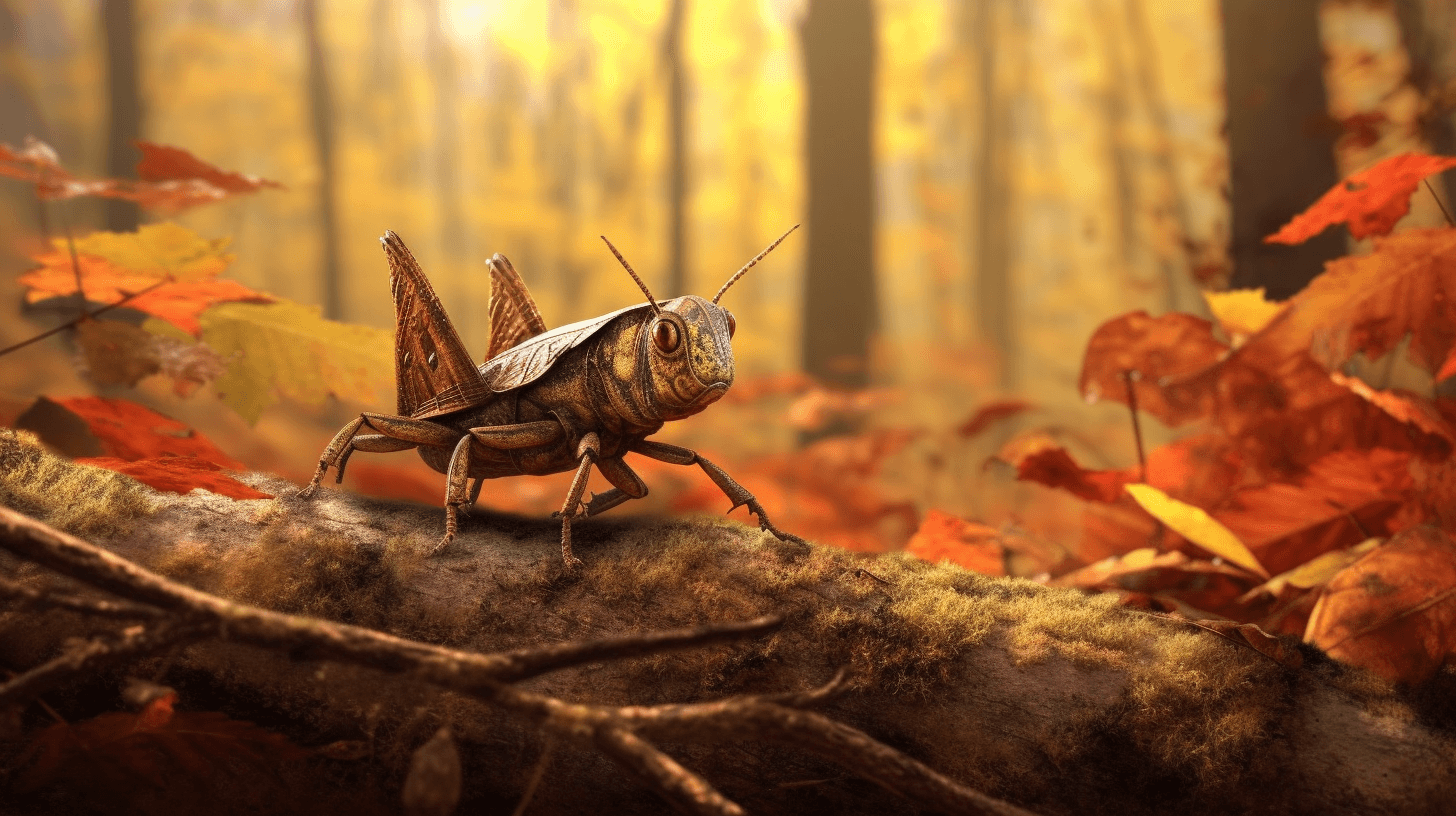 a grasshoper in forest