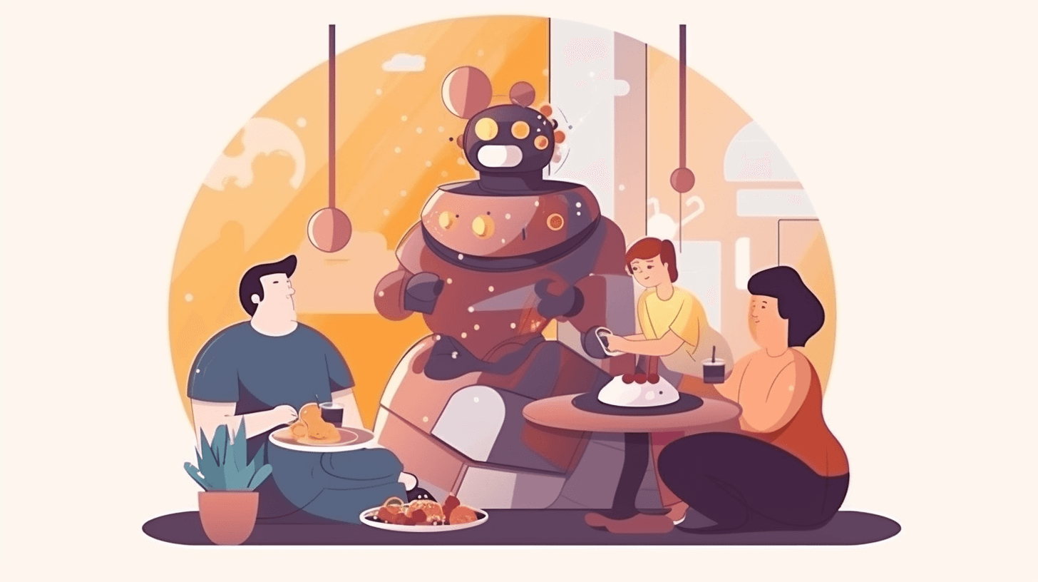 a family and a robot