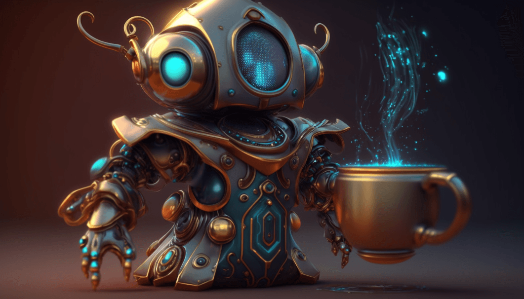 robot drinking tea