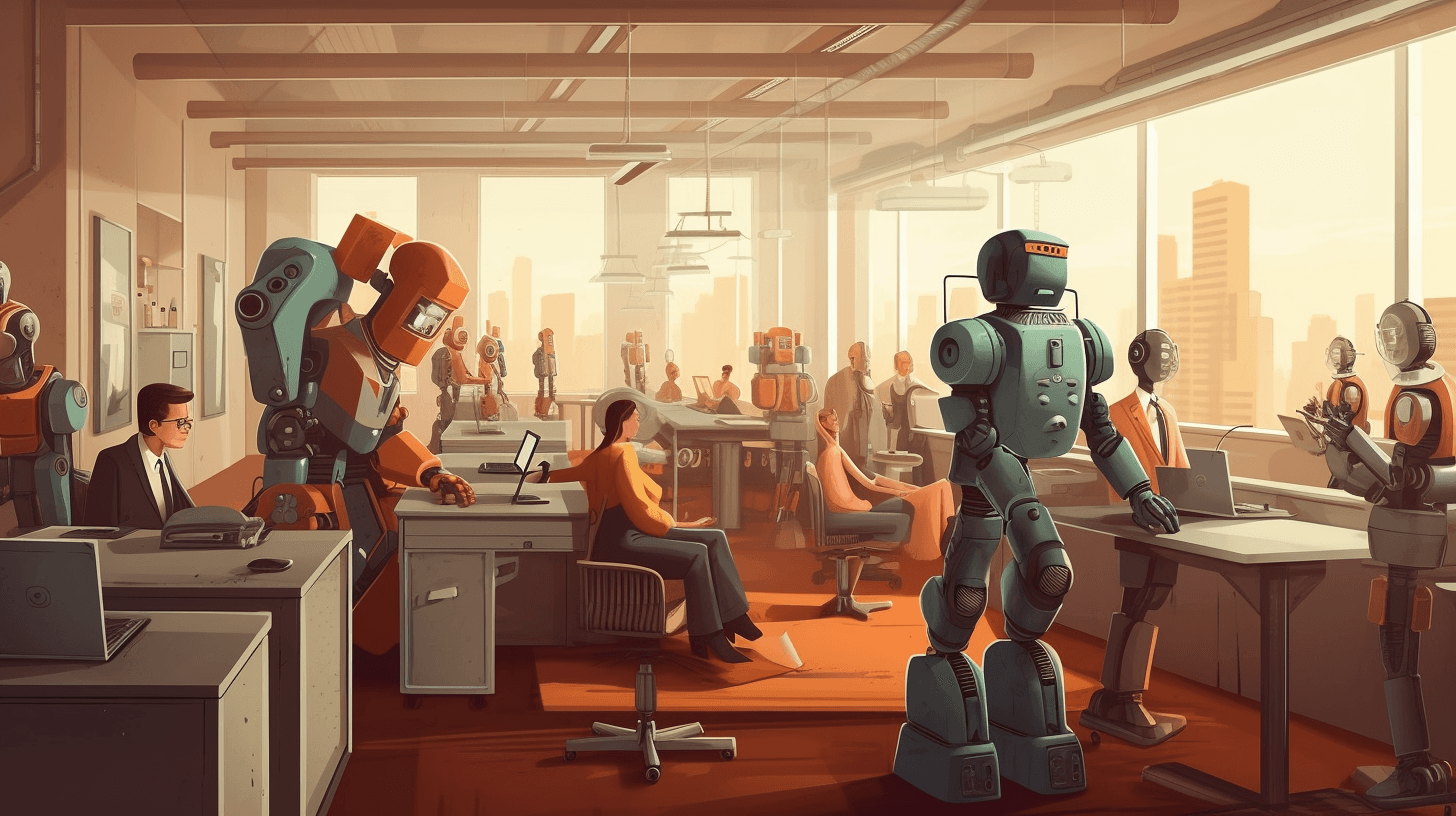 robots helping at a workplace