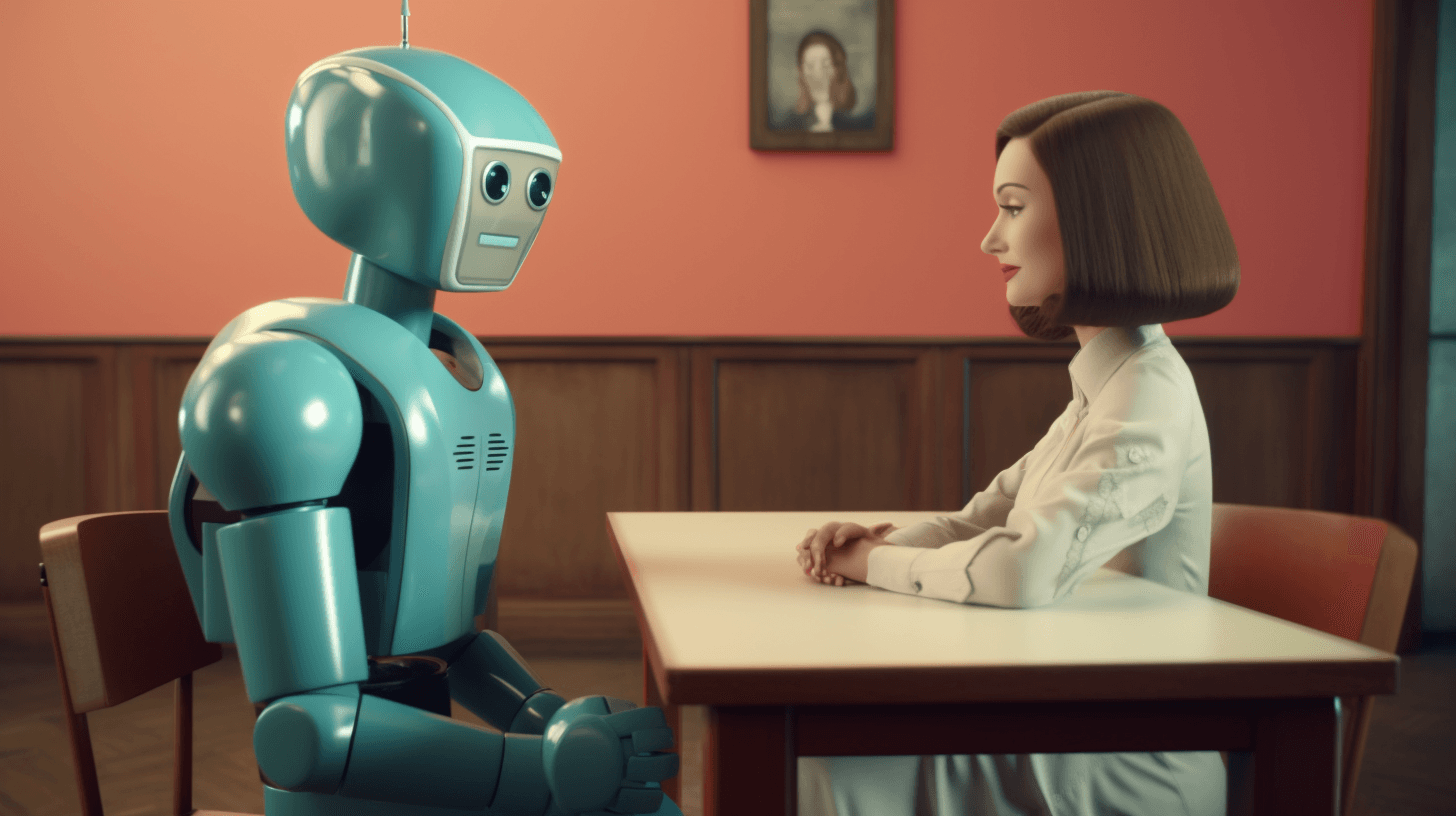 a robot conducting a job interview