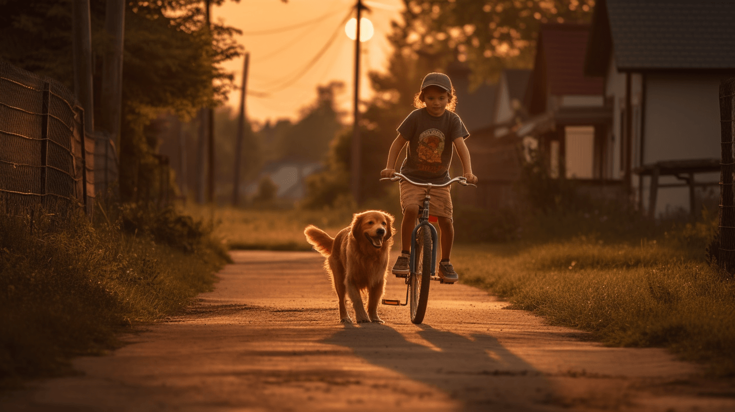 a boy and a dog