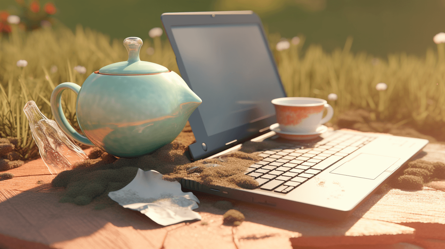 a teapot on a laptop