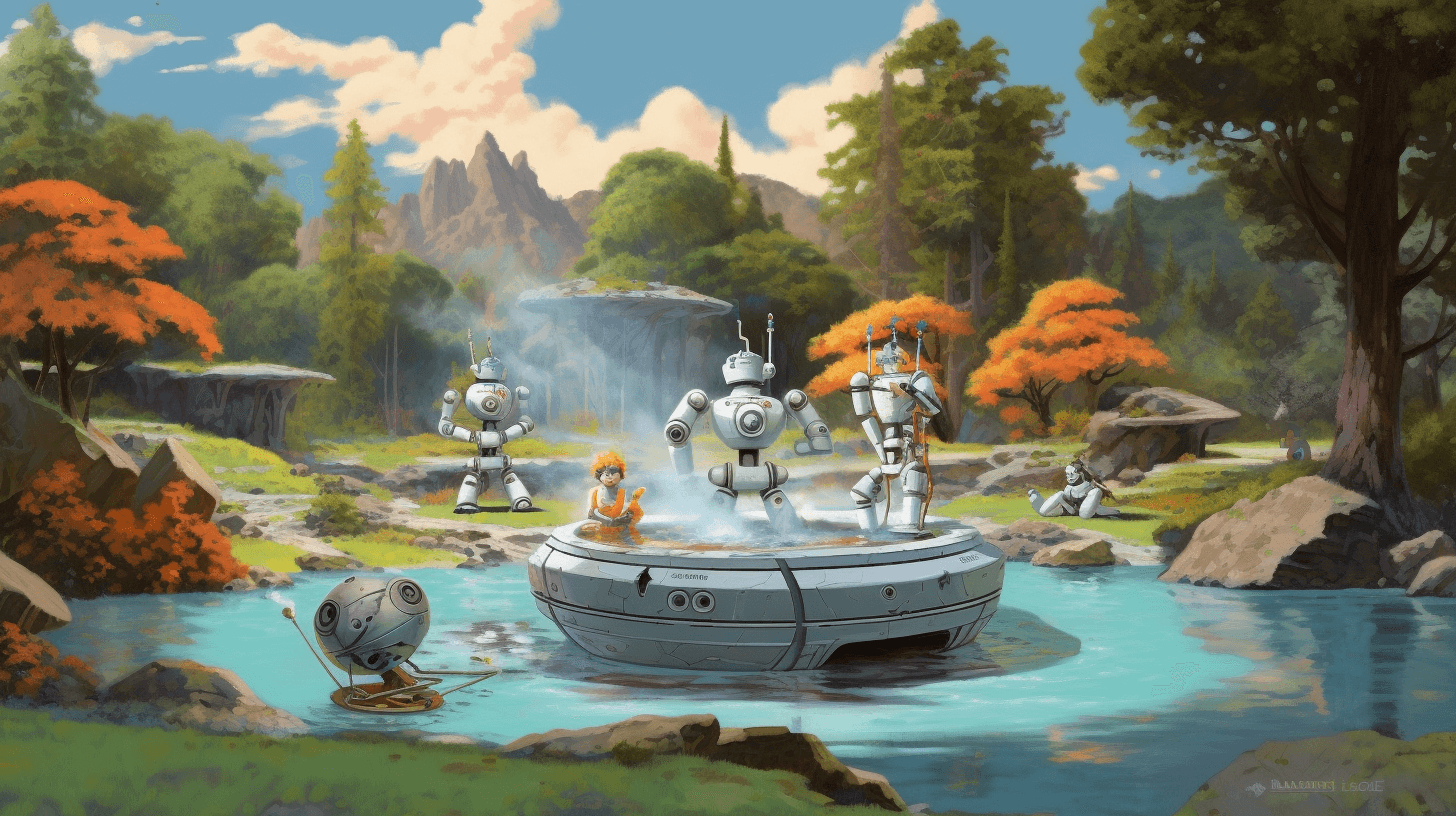 robots at the hotspring