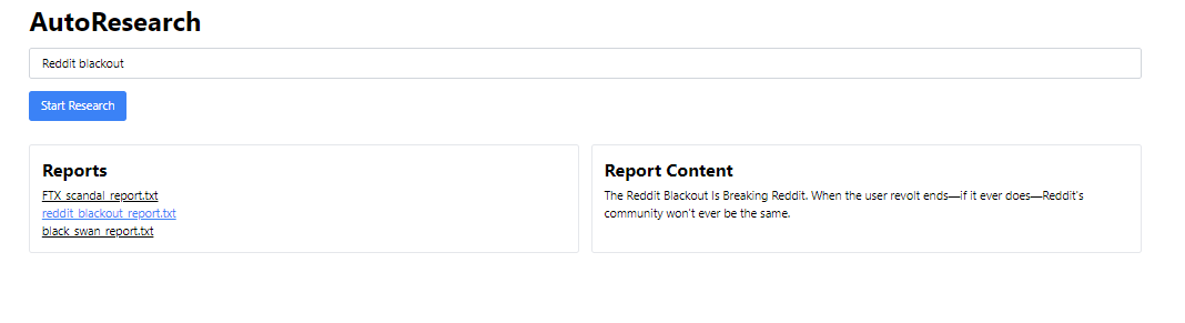 The report generated on Reddit blackout