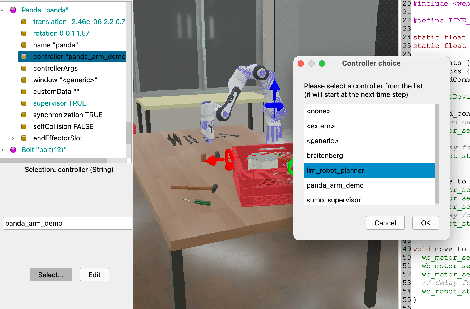 LLM Robot planner selection
