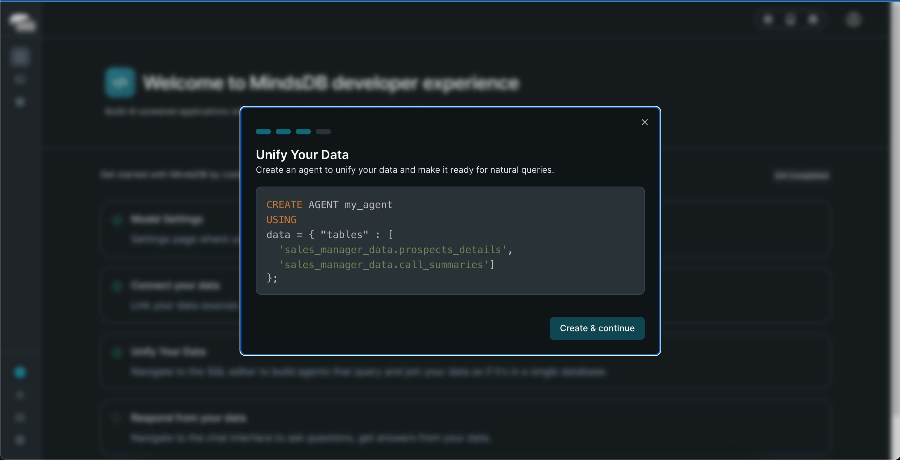 MindsDB Create an Agent Steps