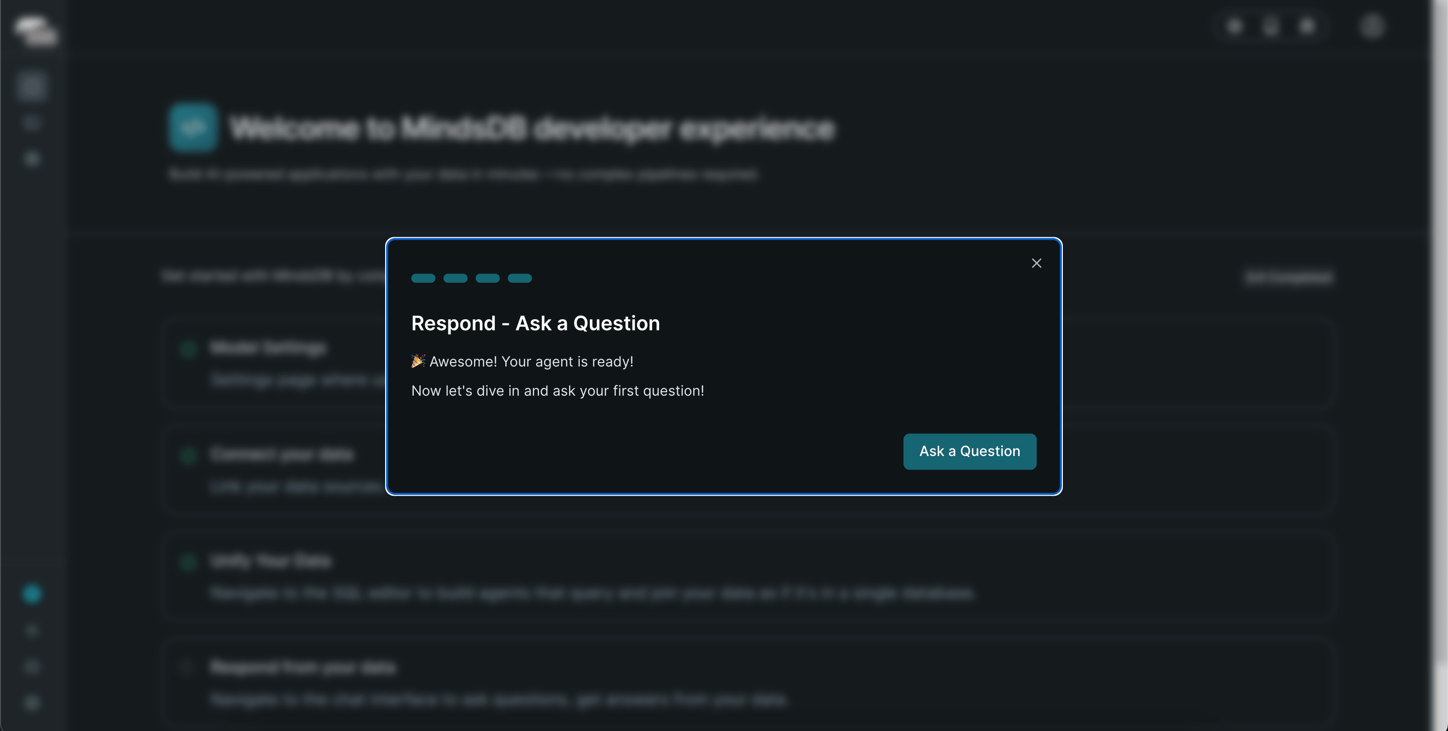 Finish setup MindsDB