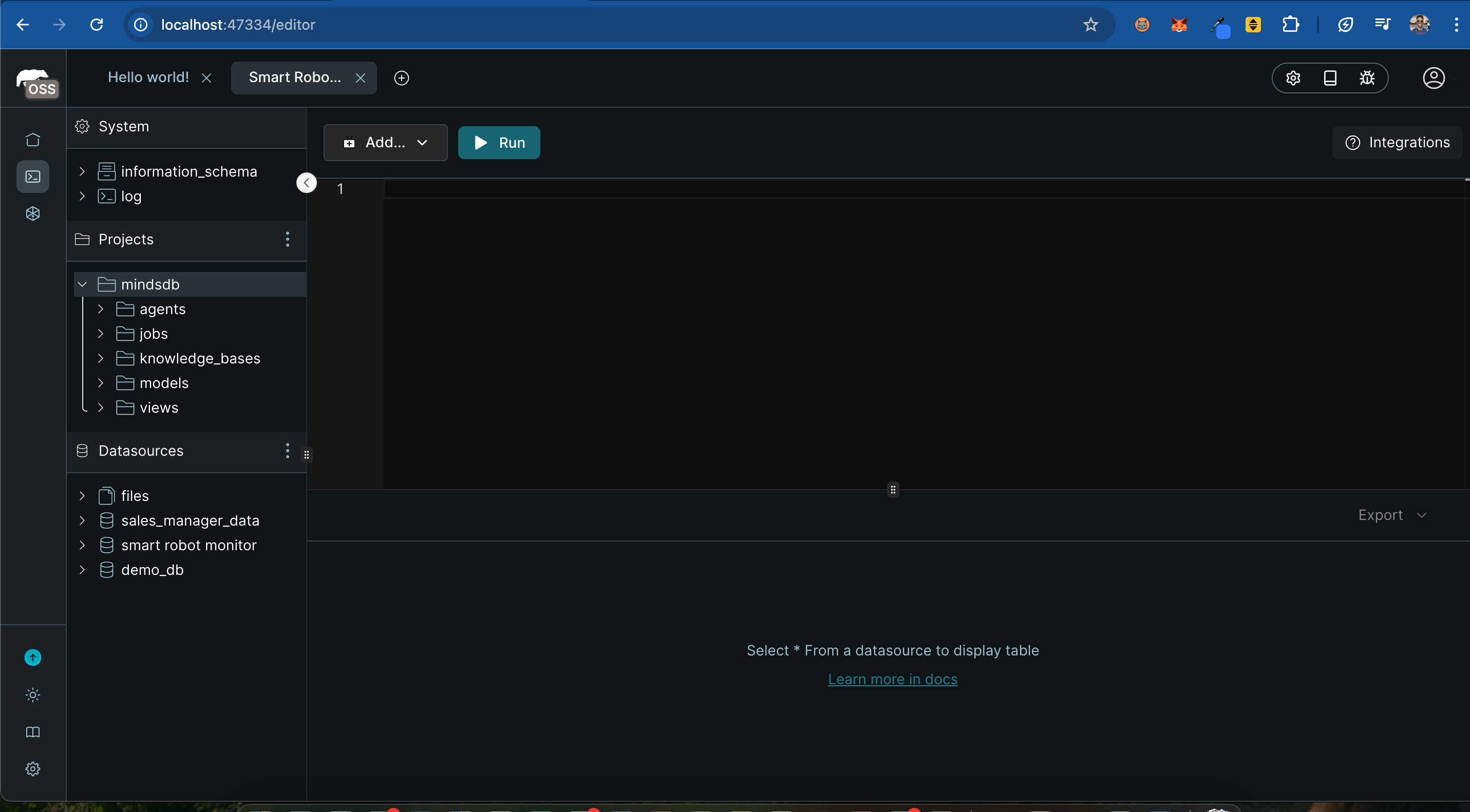 MindsDB new datasource