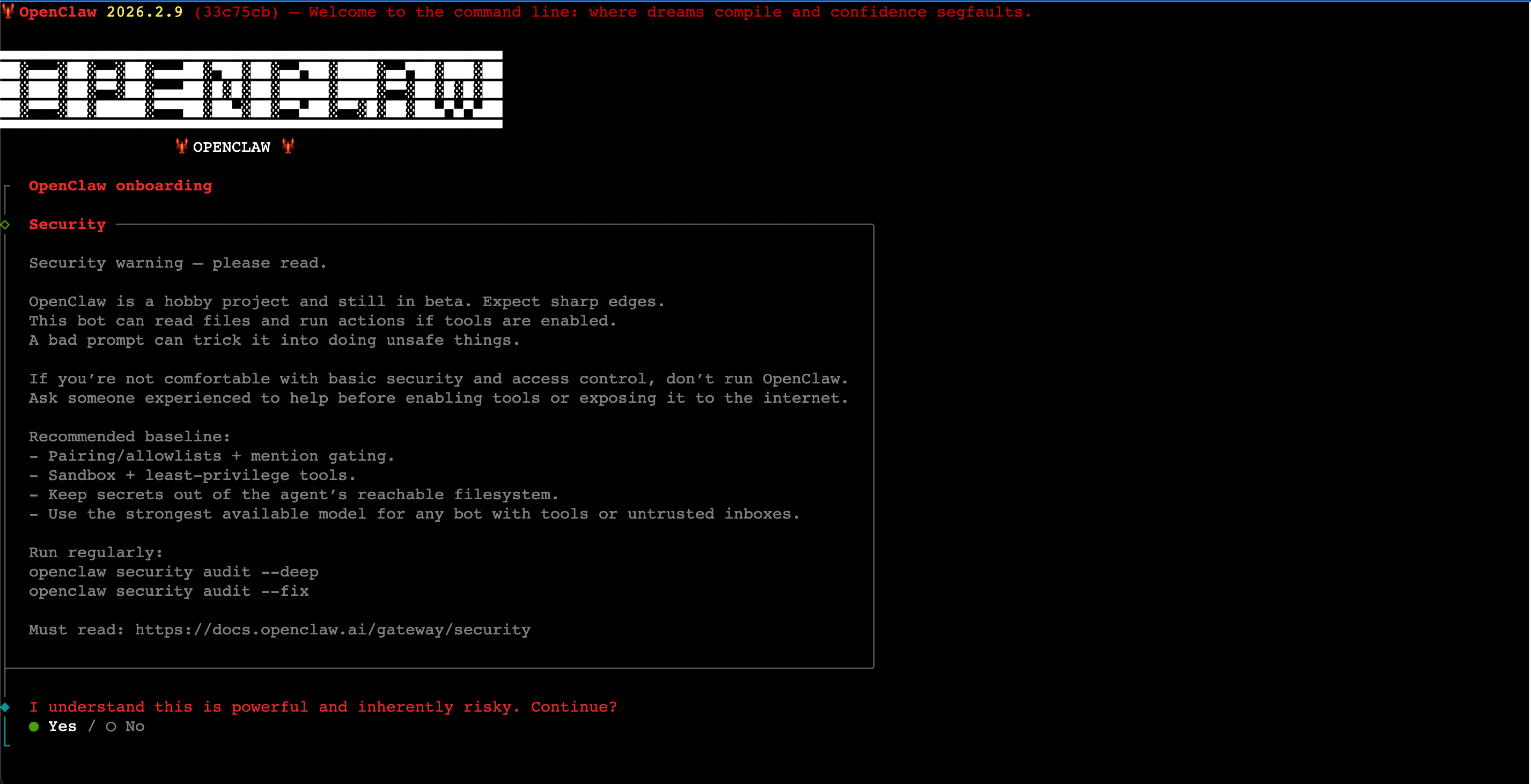 Onboarding terminal getting started