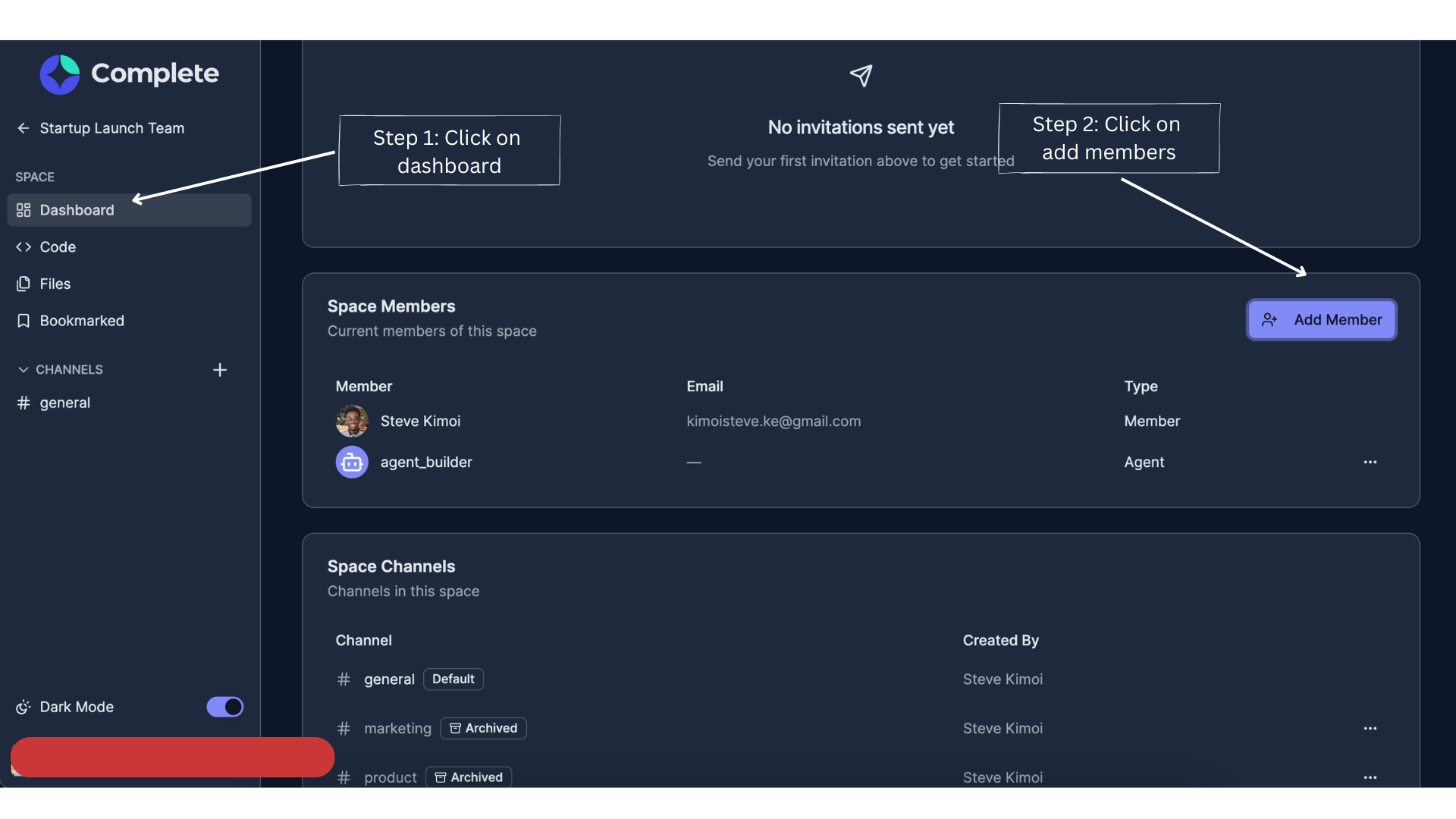 Add members on dashboard