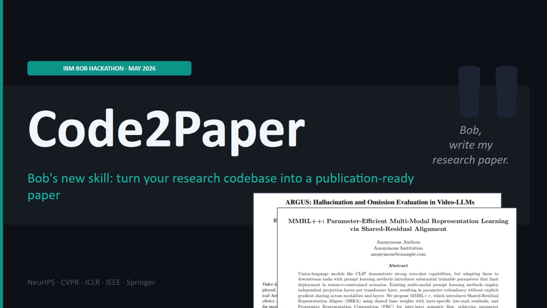 Code2Paper for IBM Bob + DocSync MCP