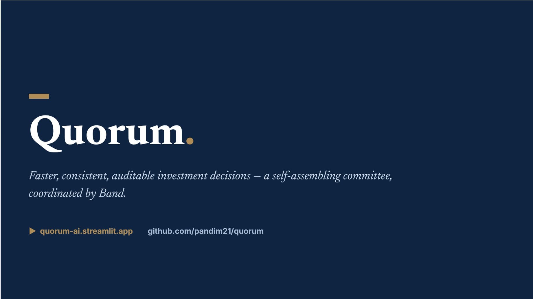 Quorum — a Self-Assembling AI Investment Committee