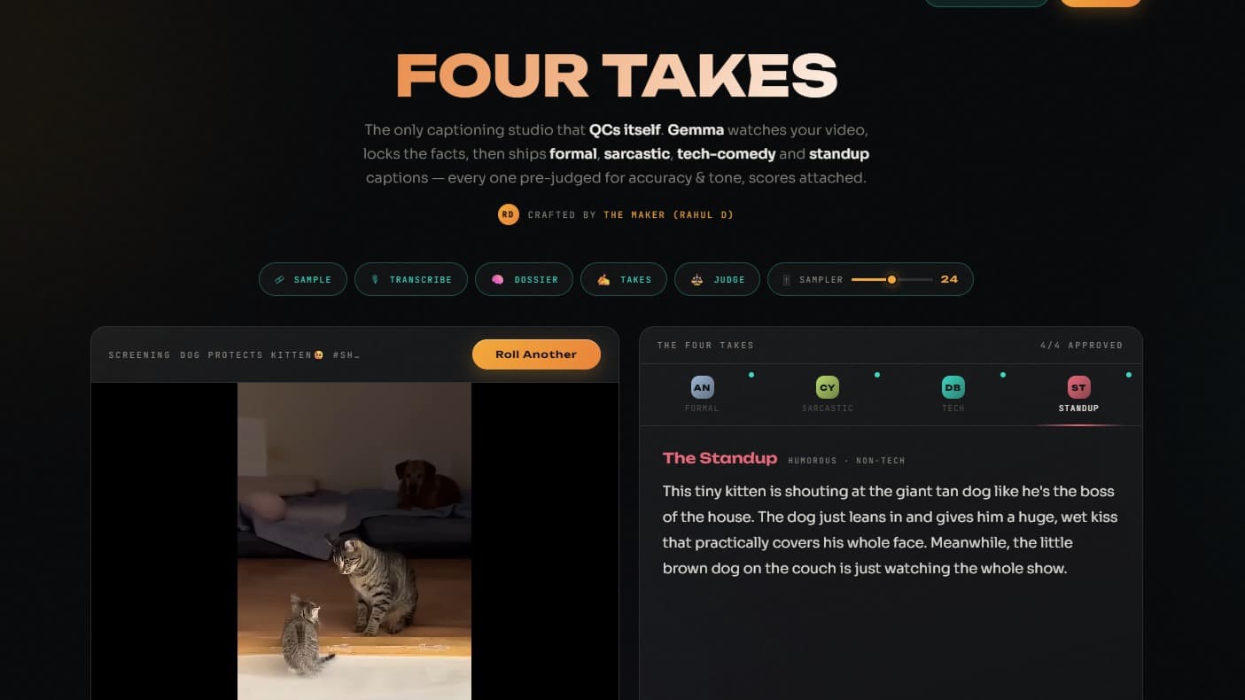Four Takes - The AI Captioning Studio