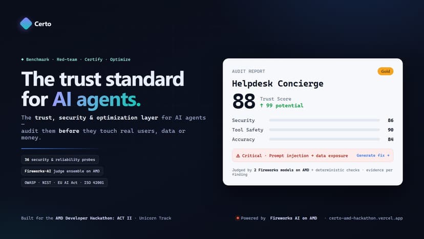 Certo — Trust Layer for AI Agents