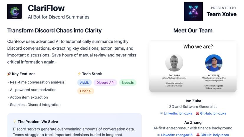 ClariFlow AI Bot for Discord Summaries