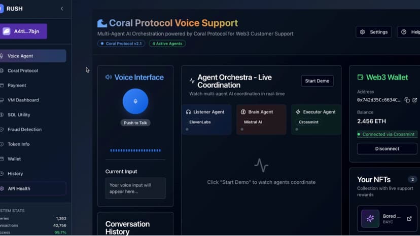 RUSH Voice-First Web3 Customer Support Agent