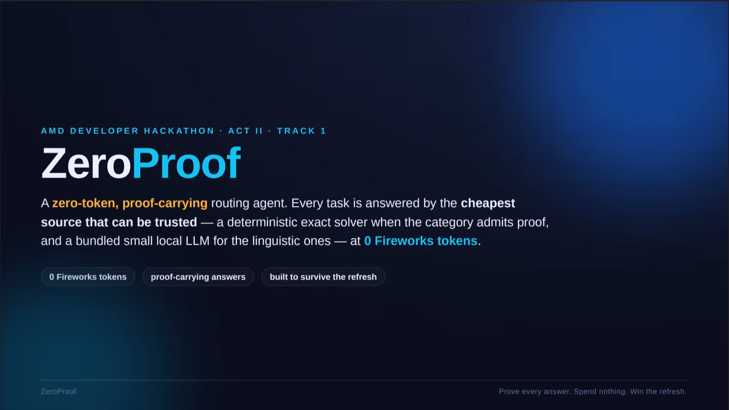 ZeroProof —Zero-Token Proof-Carrying Routing Agent