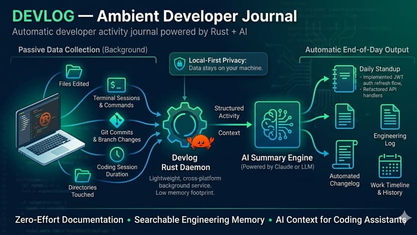 devlog — Ambient developer journal