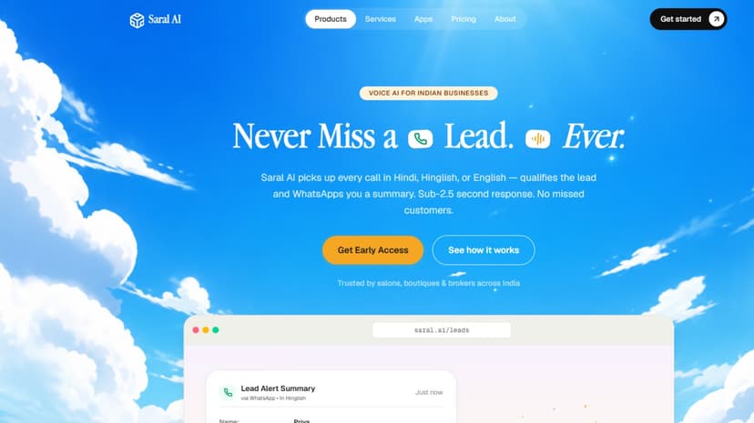 Saral AI – Voice AI for Indian Clinics