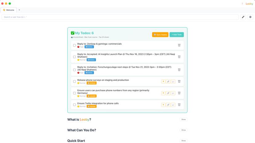 Looby - AI First Productivity OS