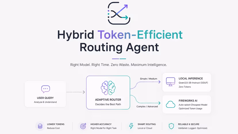 Hybrid Token-Efficient AI Routing Agent