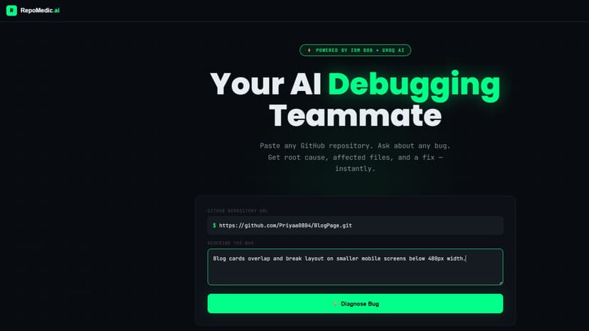 RepoMedic.ai — Your AI Debugging Teammate