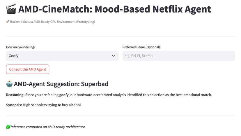AMD-CineMatch: Mood-Powered AI Agent