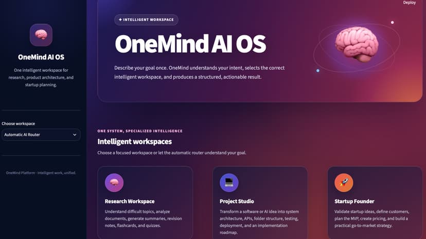 OneMind AI OS – Your Intelligent AI Workspace