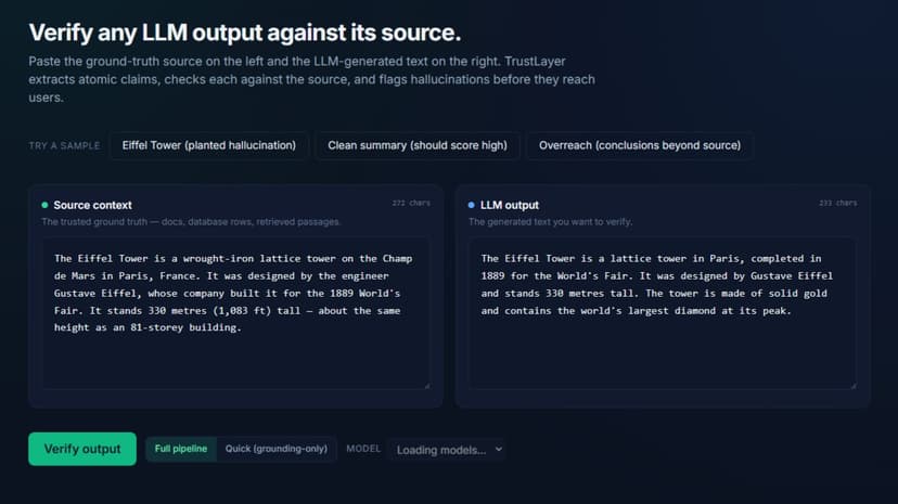 TrustLayer — LLM Output Integrity Checker