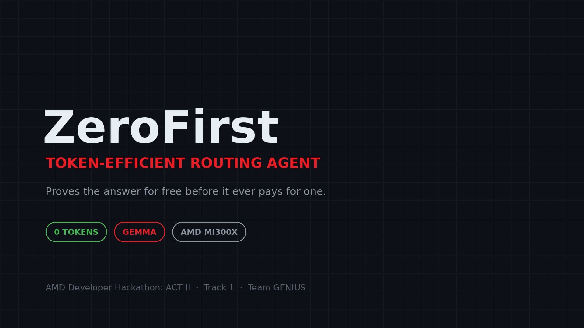 ZeroFirst — Token-Efficient Routing Agent