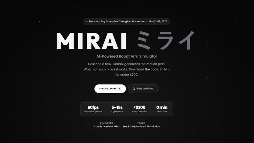 Mirai — AI-Powered Robot Arm Simulator