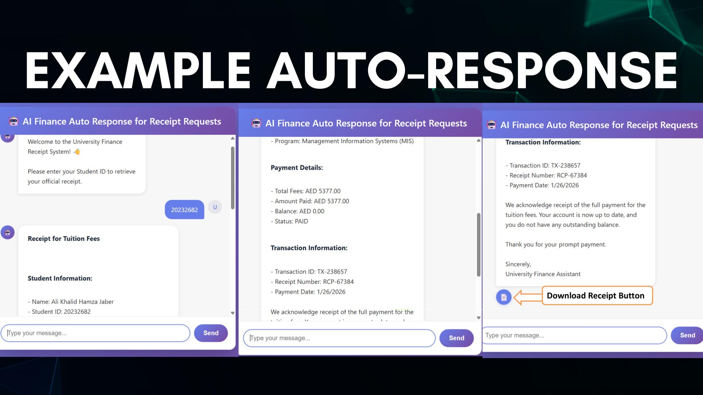 AI FINANCE AUTO-RESPONSE FOR RECEIPT REQUESTS