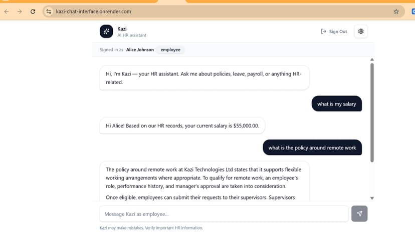Kazi AI HR Assistant