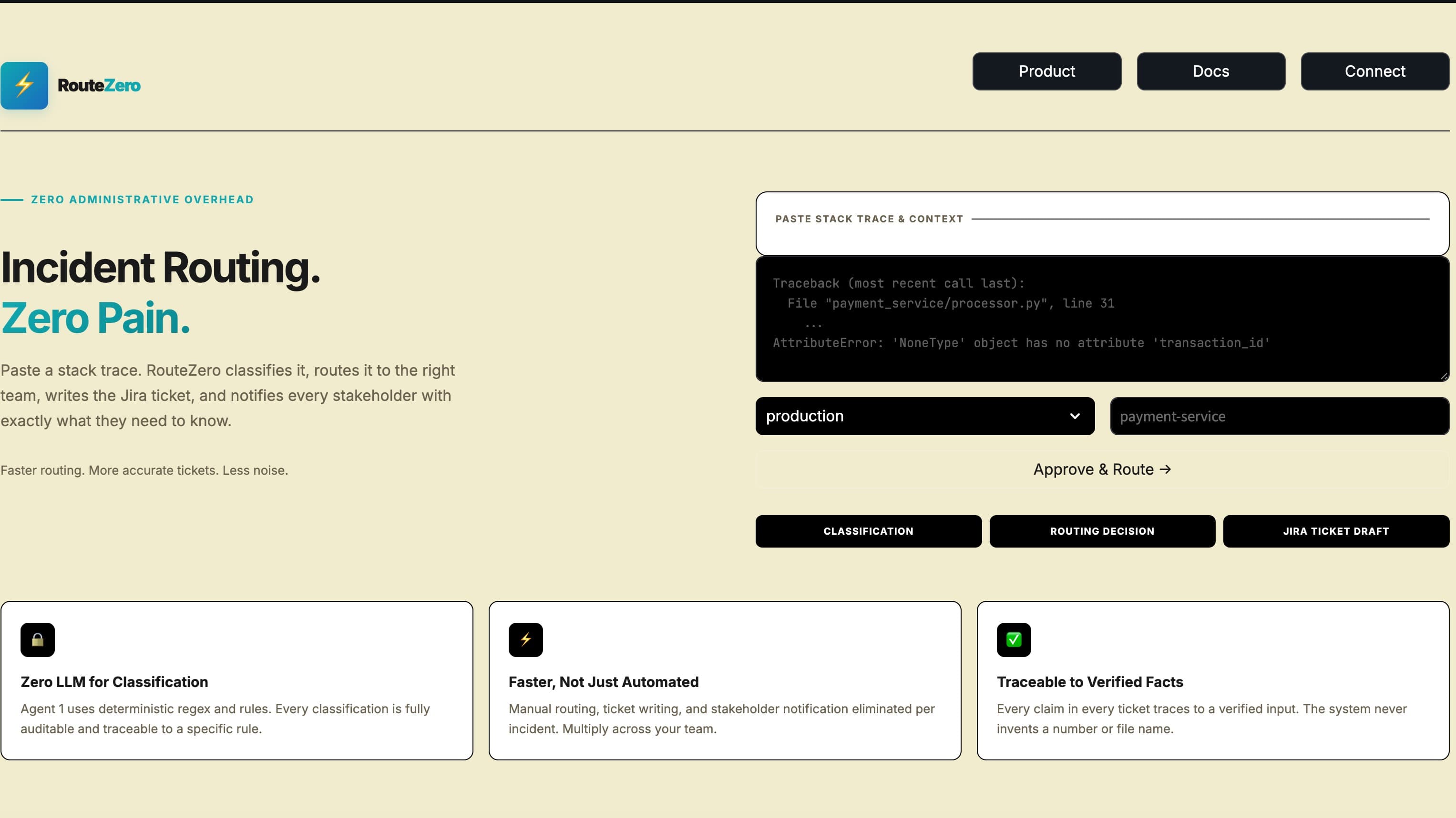 RouteZero β Autonomous Incident Routing