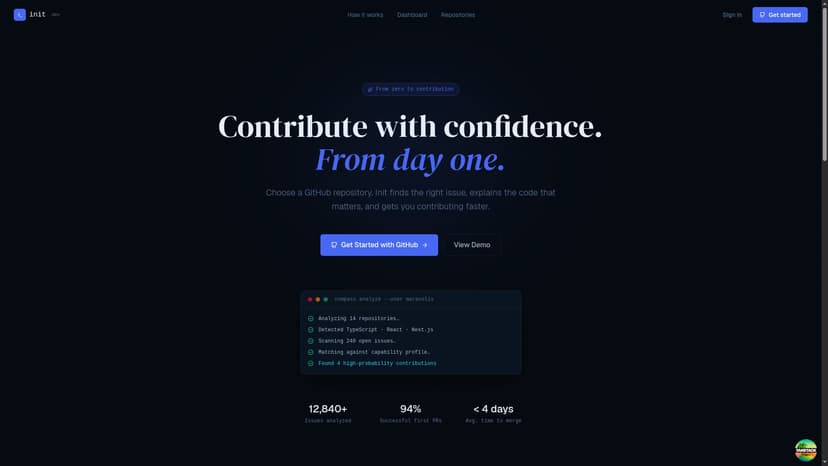 init.dev β Your AI Open Source Onboarding Engineer