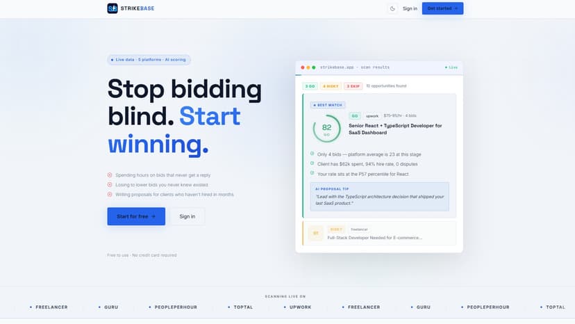 Strikebase — Freelance Bid Intelligence