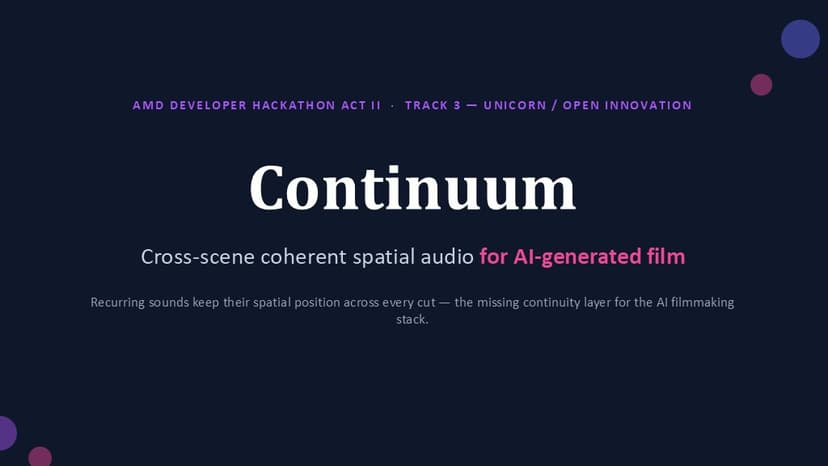 Continuum: Coherent Spatial Audio Pipeline