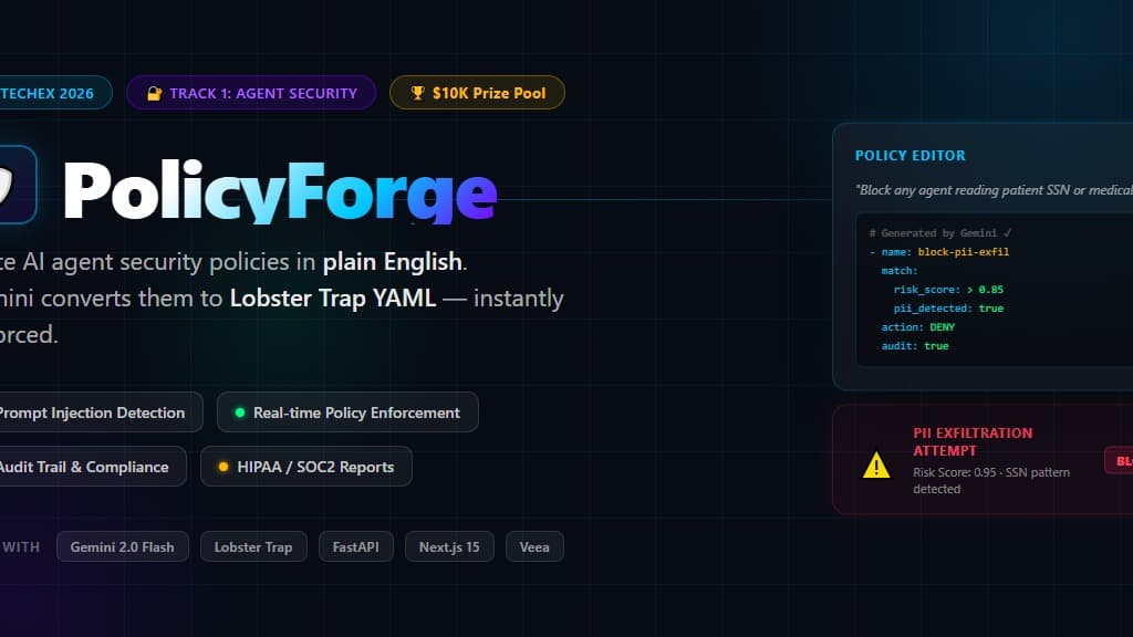 PolicyForge — AI Agent Security Policy Platform