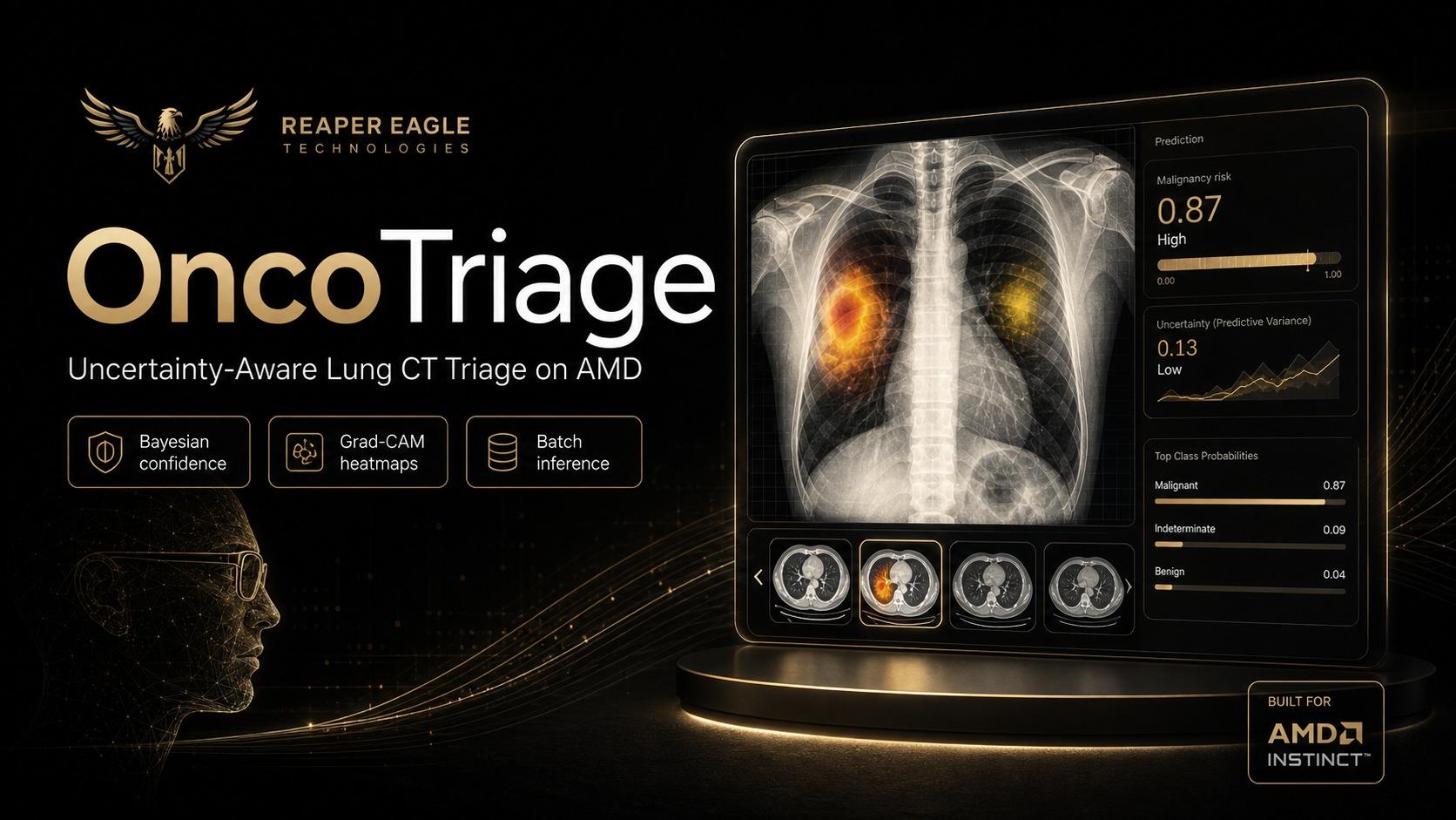 OncoTriage AMD-Boosted Uncertainty-Aware CT Triage