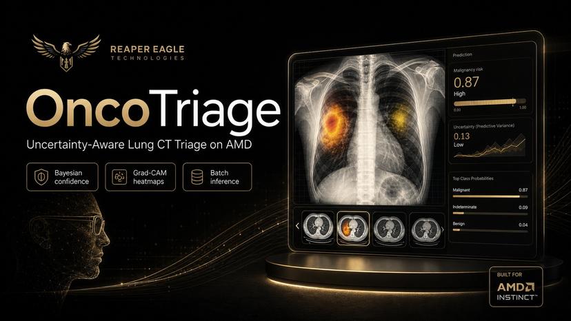OncoTriage AMD-Boosted Uncertainty-Aware CT Triage