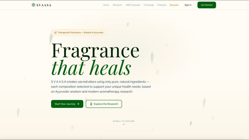 SVAASA — Sacred Ayurvedic Fragrance Intelligence