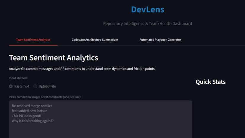 DevLens Repository & Team Health Dashboard