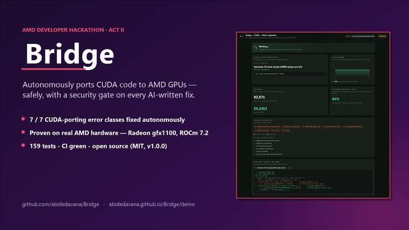 Bridge — Autonomous CUDA to ROCm Migration Agent